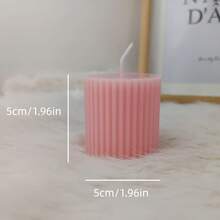 1pc Ribbed Pillar Candle - 2pcs 6-Inch Ribbed Candles, Soy Wax Scented Candles, Suitable For Wedding, Bedroom, Birthday, Valentine's Day (Pink, Red, Black, Brown)