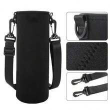 1pc 550-1500ML Sports Water Bottle Case Insulated Bag Crossbody Cup Protector Sleeve With Strap Adjustable Carrier For Mug Bottle Holder - Black - View 4