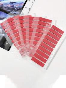 200 Sheets/400 Black & Red Index Sticky Notes, Transparent PET Convenient Bookmarks For Student,School Supplies,Back To School - Multicolor - View 3