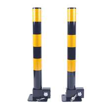 YUNRUX 2 Pcs Folding Car Parking Bollard Lockable Garage Driveway Security Post Barrier Lockable Folding Parking Barrier Driveway Security Bollard Post