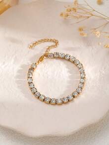 1pc Stainless Steel Minimalist Zirconia Tennis Bracelet For Women, Suitable For Dating, Party And Office Wear - Tennis Bracelet - View 14