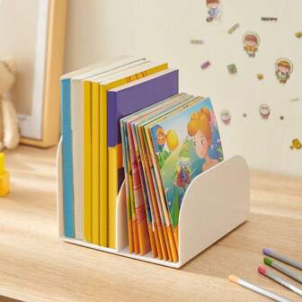 1Pc Plastic Acrylic Bookends Pair Organizer Bookshelf Decor Decorative Bedroom Library Office School Supplies Stationery Gift,Magazine Holder, Clear Acrylic Magazine Rack, File Organizer For Office Desk, Book Organizer School Supplies,Back To School