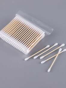 100/300/500/1000支雙頭木柄塗抹棒，軟頭一次性棉棒，適合敏感肌膚，適用於耳鼻清潔、彩妝擦拭與日常護理，多用途居家與戶外清潔美容配件 - 彩色 - 查看 5