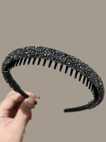 2pcs Women's New Rhinestone Headband, Simple Versatile Non-Slip Hairband For Outdoor Use, Bangs Fixing Hair Accessories, Hair Band, Hair Hoop, Home Beauty Women Accessory Gifts ,Head Piece