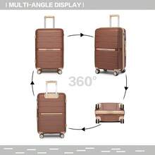 PP Hard Shell Luggage Set With 360° Spinner Wheels, TSA Lock And Telescopic Handle – Lightweight Cabin, Carry On And Check-In Suitcases In 20/24/28 Inch Sizes For Travel, Business Trips And Holidays, For Men, Women And Family Use - Brown - View 4