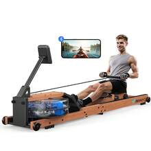 MERACH Water Rowing Machine Wooden Foldable, Rubberwood Material & Comfortable Seat, With Exclusive APP With Interactive Card Game, Immersive Rowing Experience, Ideal For Home Fitness - R28 Water Rowing Machine - View 1