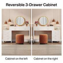 Vanity Desk With 5 Drawers, Modern Makeup Dressing Table With Reversible 3-Drawer Storage, Space-Saving Beauty Station For Bedroom (Mirror Not Included) - trắng - Xem 4