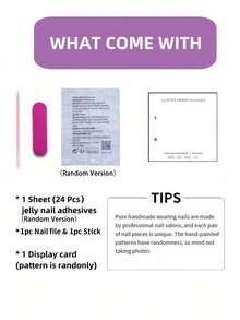 10pcs Middle Square Round Fake Nails With Soft Pink Pearl Base, 3D Pink-Purple Gradient Flower (Black Rhinestone & Pearl Accent) & Metallic Gold Edge Design Sweet Luxurious Style 100% Handmade Press On Acrylic Nails Reusable Nail Supplies Including 1pc Jelly Glue,1pc Stick And 1pc Nail File For Women's Daily Or Party Wear - Multicolor - View 10