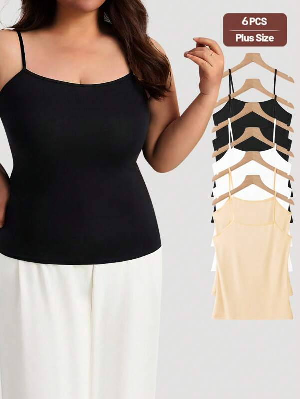 yalisi 6pcs Casual Versatile Plus Size Women Tank Tops