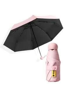 Compact Lightweight Portable Strong Waterproof Folding Umbrella, Reinforced UV Protection For Sunny And Rainy Days Summer Cooling,Beach,Travel - Pink - View 3