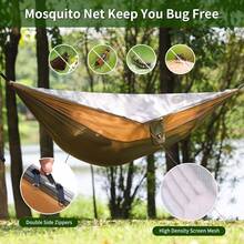 Hamaca de camping, hamacas portátiles con mosquitero, hamaca de paracaídas de nailon ligera con correas de árbol de 10 pies, artículos de camping imprescindibles para viajes, senderismo, mochilero, - NEGRO&Rosado - Ver 5