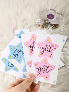 40/80 张男孩队和女孩队性别揭示贴纸，防水派对邀请投票游戏，有趣的星形蓝色和粉色性别揭示贴纸，适用于性别揭示派对、迎婴派对 - 彩色 - 查看 2