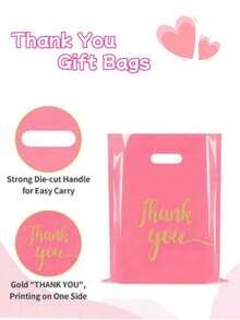 50/100PcsBlack White Pink Thank You Gift Bag Birthday Party Wedding Portable Gift Packaging Plastic Bags With Handle For Party, Birthday, Wedding, - Multicolor - View 9