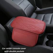 1pc Armrest Box Heightening Pad With Dual Side Storage Pockets / No Pocket Two Styles, PU Leather Automotive Armrest Console Pad, Car Interior Decor Accessories