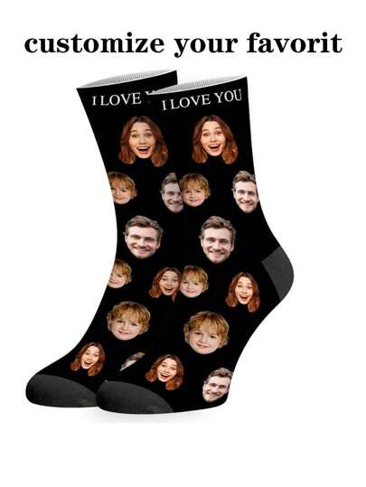 1 Paar 2025 neue Kopfsocken, Paarsocken zum Personalisieren, personalisierte lustige Crew-Socken (mit Fotos) als Geschenk für Damen, Sportssocken, Herrengeschenk personalisierte Valentinstag- oder Geburtstagsgeschenke, als Valentinsgeschenk, Herren-Neuheitssocken, Damen-Neuheitssocken, personalisierte Familiensocken