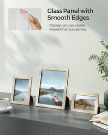 SONGMICS 10-Pack Collage Picture Frames, Versatile Set With Two 8x10, Four 5x7, Four 4x6 Frames - Wall Gallery Decor Or Tabletop Display - Clear Glass Front - Màu be tự nhiên - Xem 6