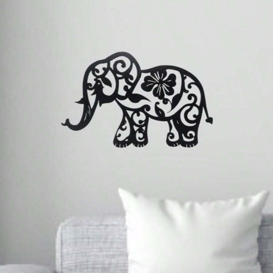 Quadro Vazado Elefante Decorativo Sala Escritório, quadro decorativo preto vazado MDF decoração