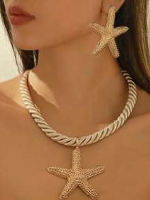 1 Set Of 2pcs New Fresh Ocean Style Metal Starfish Jewelry Set, Suitable For Daily Wear For Women - Starfish - View 4