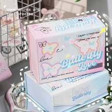 Caja de tarjetas de PU con diseño de mariposa de la suerte, caja de almacenamiento de tarjetas pequeñas de gran capacidad con tapa abatible para tarjetas de presentación