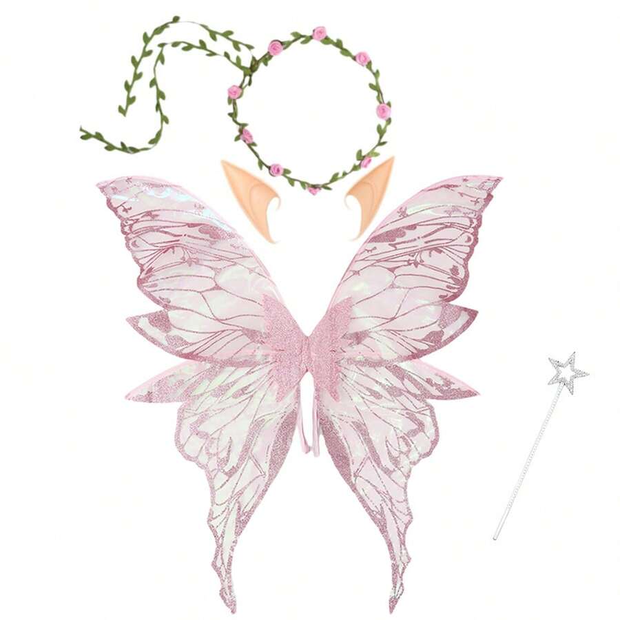 Fairy Wing For Girls Women Butterfly Wing For Halloween Costume Cosplay Christmas Birthday Present - Pink - View 1