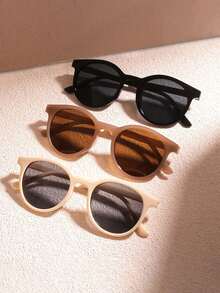 3pcs/1pc Retro Small Round Frame For Girls, Fashionable, Daily Wear, Party, Holiday Party, Decoration - Multicolor - View 2