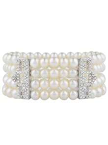 1pc Multi-Layer Pearl & Crystal Spiral Stretch Bracelet, Mother's Day Gift - Multicolor - View 8