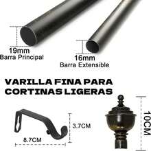 U HOME - Barra de Cortina Extensible 19mm para Salón Dormitorio Torre - Negro y Oro - Ver 4