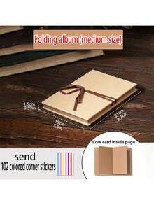 1pc DIY Foldable Accordion Photo Album, A Handmade Creative Vintage Photo Album Gift For Best Friends Birthday - Multicolor - View 8