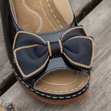 Sandalias elegantes de tacón alto con lazo de moda 2025, adecuadas para fiestas y uso al aire libre, correa tipo tick chunky para tacones abiertos y dedos de los pies, estilo clásico casual de verano