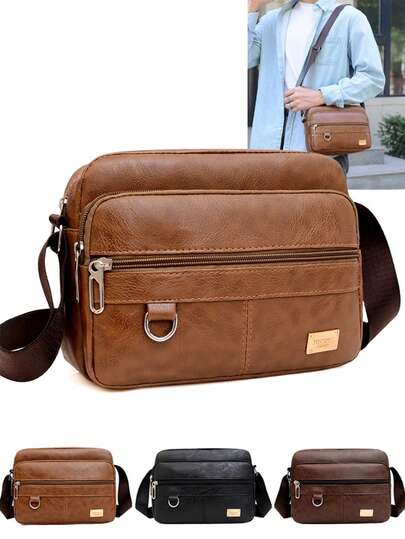 男士休闲单肩包 男士休闲斜挎包 PU皮男士手提包 复古商务男士手拿包