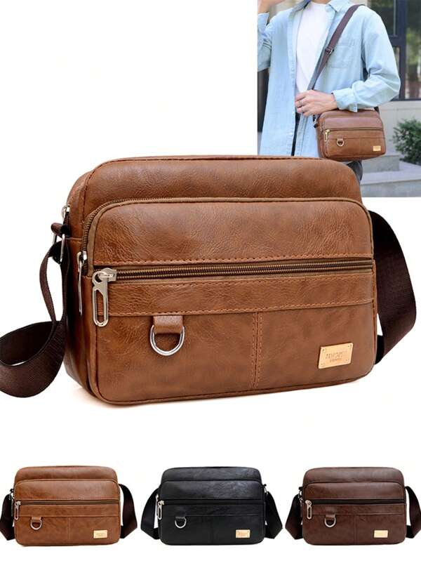 Bolsa Masculina, Bolsa de Ombro Casual, Bolsa Masculina, Bolsa Transversal Casual, Bolsa de Couro PU, Bolsa de Negócios
