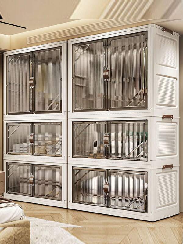 Aufbewahrungsschrank ohne Installation, einfacher Kleiderschrank Heim Aufbewahrungsschrank, Kinder Kunststoff Kleiderschrank, faltbare Aufbewahrungsschränke