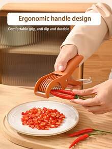 1 件不锈钢手动蔬菜水果切片机 - 多功能厨房手动工具，适用于黄瓜、香蕉、洋葱、沙拉、辣椒，切片快速均匀，可用洗碗机清洗