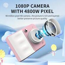 Cámara de impresión instantánea con pantalla de 2.4" - Impresora fotográfica portátil multifunción, calidad de 1080P, batería recargable de ión-litio de 1300mAh, doble alimentación por USB, impresión de etiquetas, enfoque automático e impresión instantánea - Adecuada para ocasiones especiales y regalos