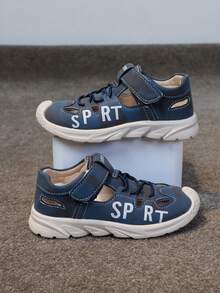 1 Pair Children's Athletic Sandals, Blue Frame Design With Hook And Loop, Suitable For Summer - Royal Blue - View 1