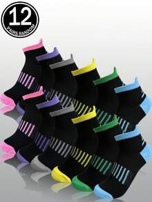 12 Pairs Soft And Comfortable Sports Outdoor Short Socks For Men - Multicolor - View 1
