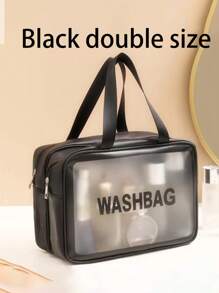 3pcs/Set Summer Travel Double Layer Makeup Bag, Large Capacity PVC Toiletry Bag, Multi-Function Luggage Bag, Makeup Brush Organizer, Hanging Toiletry Bag, Cosmetic Storage Bag, Data Bag, Luggage Bag Suitable For Lipstick, Makeup Brushes, Makeup Pens, Eyeshadow, Mirror, Eyeliner, Lip Gloss, Skincare, Toothbrush, Toothbrush Cup, Soap, Shampoo, Comb, Watch, Phone, Necklace, Jewelry, Digital Products Storage