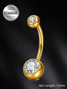 Titanium Belly Button Ring F136 Silvery Golden Belly Rings For Women Belly Piercing Cubic Zirconia Silvery G23 Titanium Alloy Body Piercing Jewelry CZ Pierced Belly Ring For Women Men 14G 8/10/12/14mm For Daily - Navel Nails - View 12