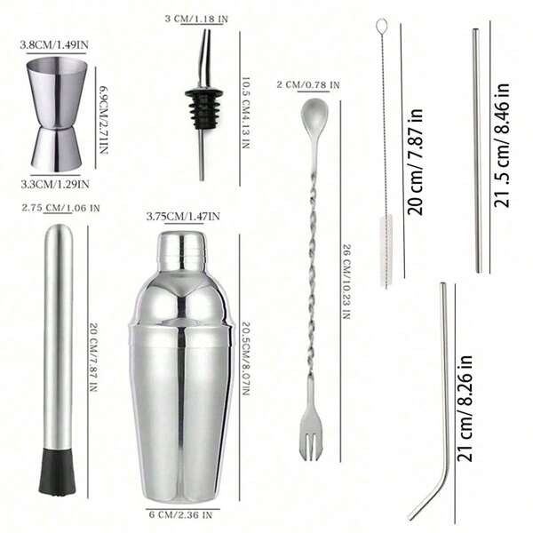 Ensemble de Shaker à Cocktail, 2*6 pièces / Ensemble de 11 pièces / Ensemble de 6 pièces Shaker à Cocktail Boston en Acier Inoxydable, Ensemble de Barman Outils de Bar, Parfait Comme Cadeau de Fête des Pères