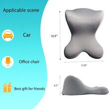 Local Delivery -With Adjustable Strap Removable Cover Ergonomic Design Neck Support Pillow For Car, Office Chair, Gaming Chair (Grey) Car Neck Pillow For Driving Seat Car Headrest Pillow/Gaming Chair Pillow - Neck Grey - View 3