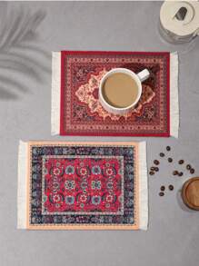 Coffee Mat Arabic Style Absorbent Insulated Coaster Coffee Or Tea Coaster Table Mat Heat Resistant Drying Non-Slip Coffee Coaster Suitable For Coffee Machine, Coffee Pot, Coffee Accessories 1 Piece