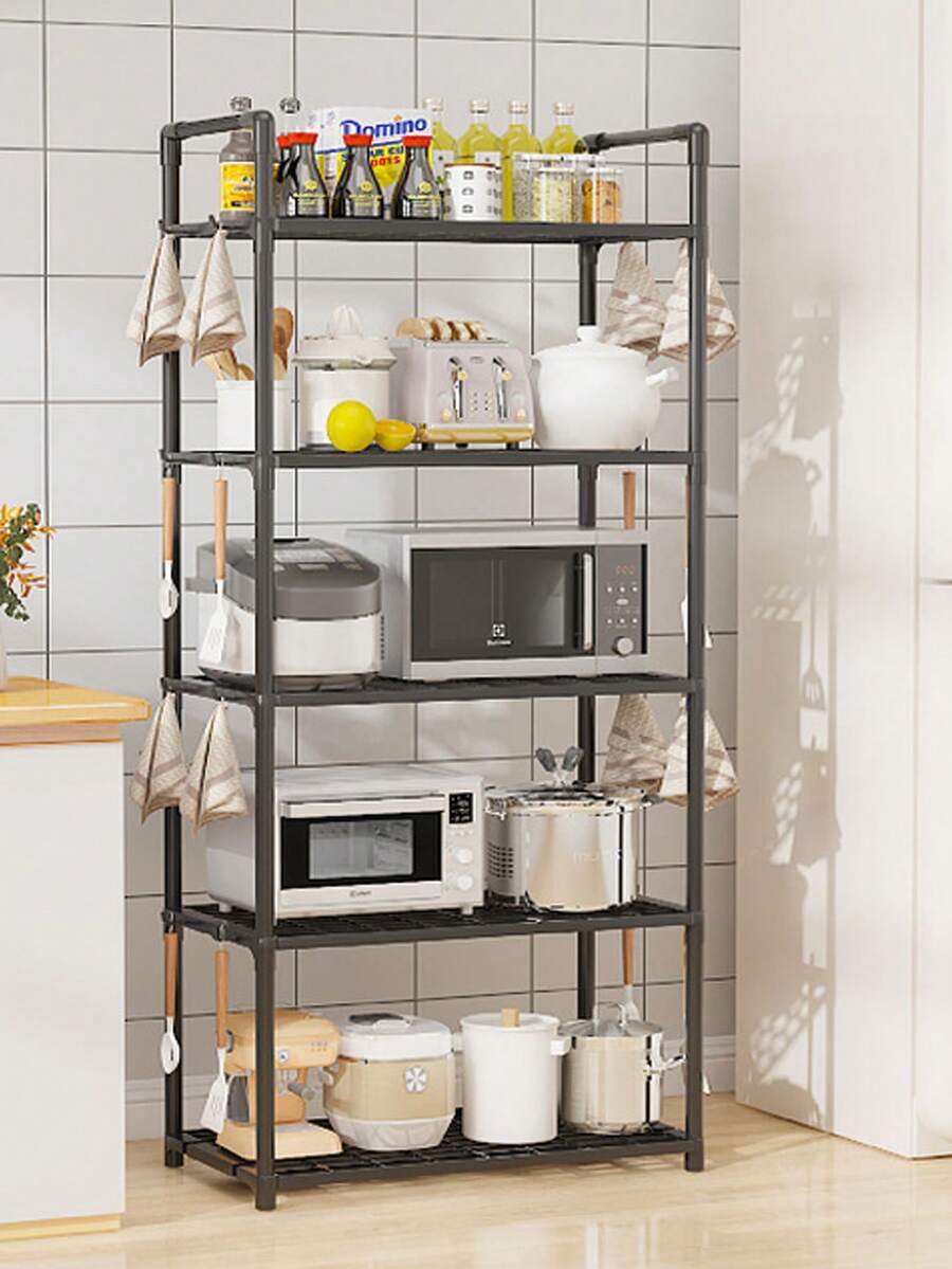 Carrito de Almacenamiento de 5 Niveles Multiusos para Cocina , Estante De Almacenamiento Multicapa Para Sala De Estar, Organizador de Especias - Negro - Ver 1
