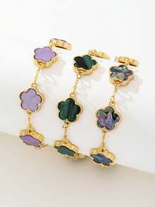 3pcs Set Fashion Colorful Clover Lucky Charm Bracelets