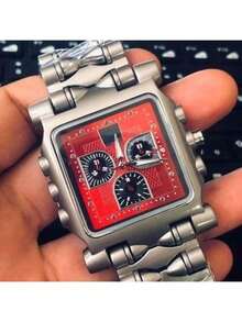 Men's Tank Minute Date And Time Square Stainless Steel Water Resistant Watch - 黑色 - 查看 2