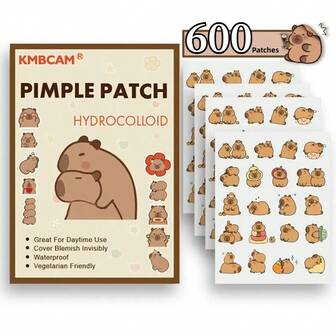 1000Pcs Cute Pimple Patches, Capybara-ShapedFacial Cover Fragrance-Free, Paraben-Unisex Adult, All Skin Types Compatible, No Fragrance, No Components Included