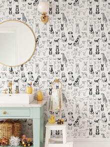 Giấy dán tường lột và dán hình chó đen trắng 17,7 inch * 6,5 / 9,8 feet, miếng dán tường có thể tháo rời, tranh tường thú cưng dễ thương, trang trí nhà cửa, nghệ thuật treo tường, trang trí tường, miếng dán cải tạo, tấm ốp tường lột, giấy dán tường, giấy dán tường, đồ trang trí mùa xuân làm mới ngôi nhà của bạn, miếng dán trang trí lễ hội quà tặng sinh nhật tốt nghiệp - Nhiều màu - Xem 8