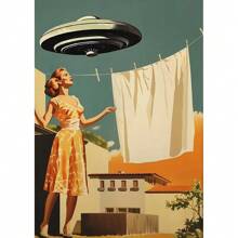 1pc /3PCS Wall Arts Posters Optinal Frame Pop UFO UFO Alien Drink Coffee Art Print Poster Cow Canvas Print Print Vintage Sci-Fi Wall Art Funny Home Decor