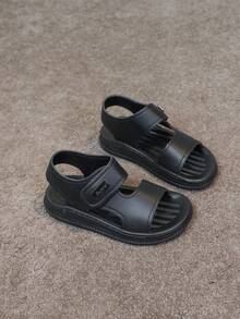 1 Pair Children's Sandals, Boys' Summer Sports Sandals With Hollow Design, Girls' Fashion Versatile Sports Sandals, Non-Slip, Lightweight, Soft Sole Open Toe Beach Shoes - Black - View 2