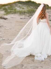 1 Piece Classic Single Layer Tulle Bridal Veil With Metal Comb Fall Clothes For Women - Beige - View 7