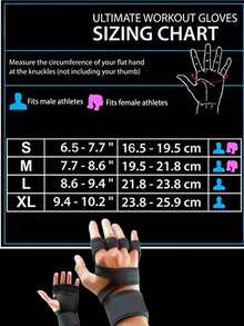 1 Pair Unisex Fingerless Sports Gloves, Weight Lifting, Gym Workout, Strength Training, With Hook & Loop Fasteners - Black - View 7